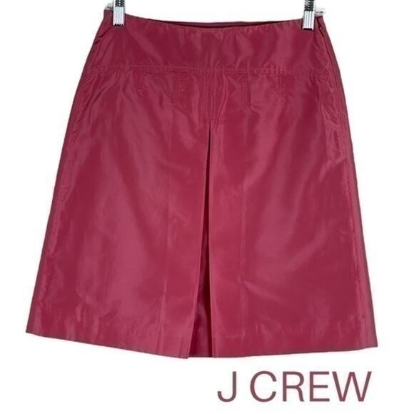 J‎ Crew 100% Silk Pink Skirt With Center Pleat BarbieCore NWOT Size 0 - Picture 1 of 9